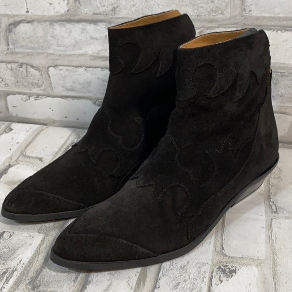 Anthropologie real suede/leather Black western Ankle Boots